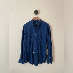 Polo by Ralph Lauren Men' s Blue Check Plaid Button Front Long Sleeve Shirt XL